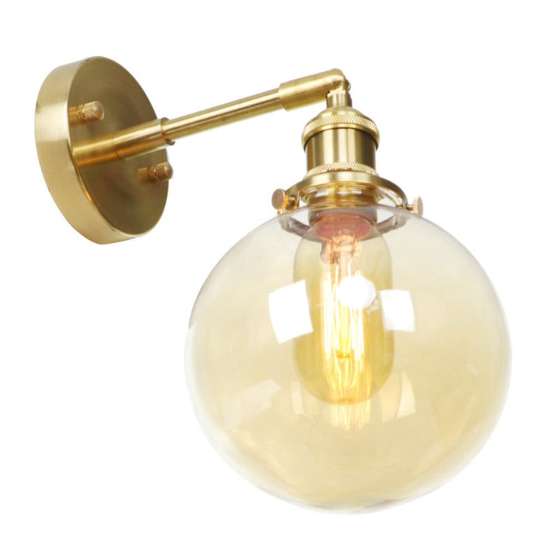 amber glass globe farmhouse chic wall sconce