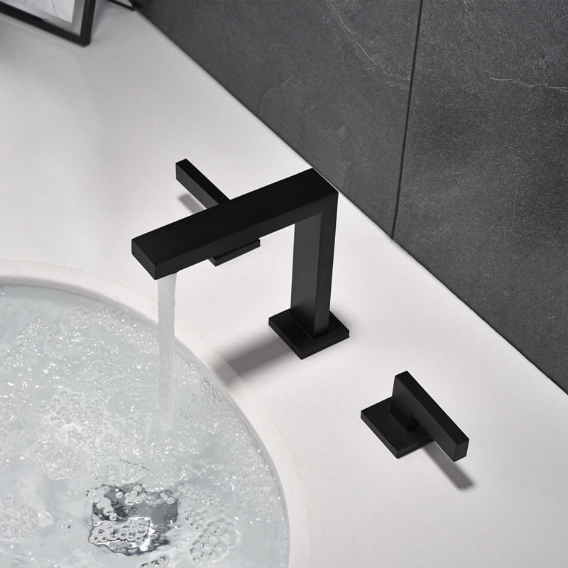 Modern square bathroom faucet in matte black finish