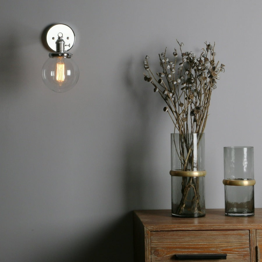 Vintage Wall Sconce with Clear Glass Globe