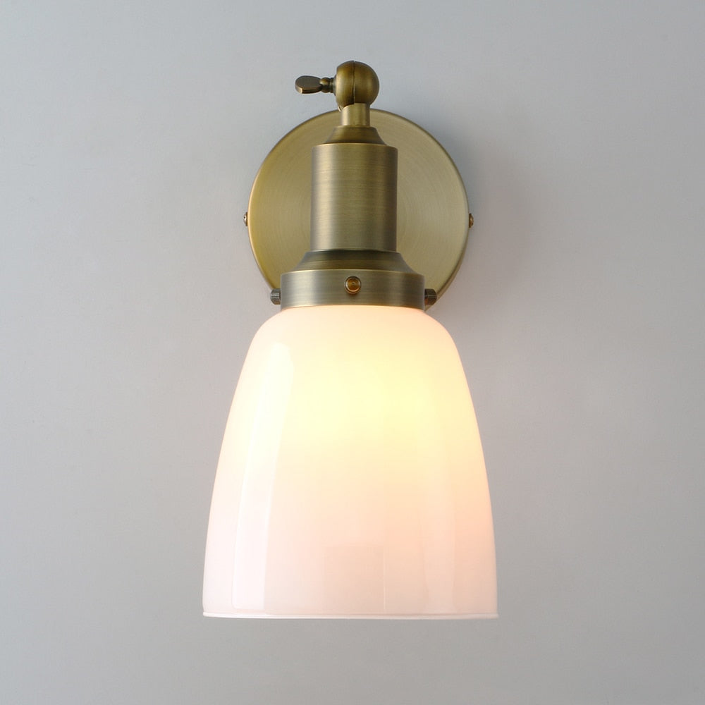 front view of Milk Glass Wall Sconce shown in antique gold finish