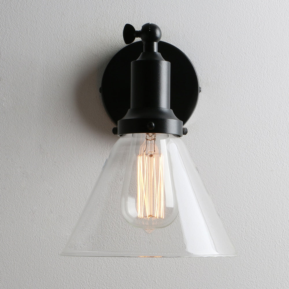 Retro Clear Glass Vintage Style Wall Sconce