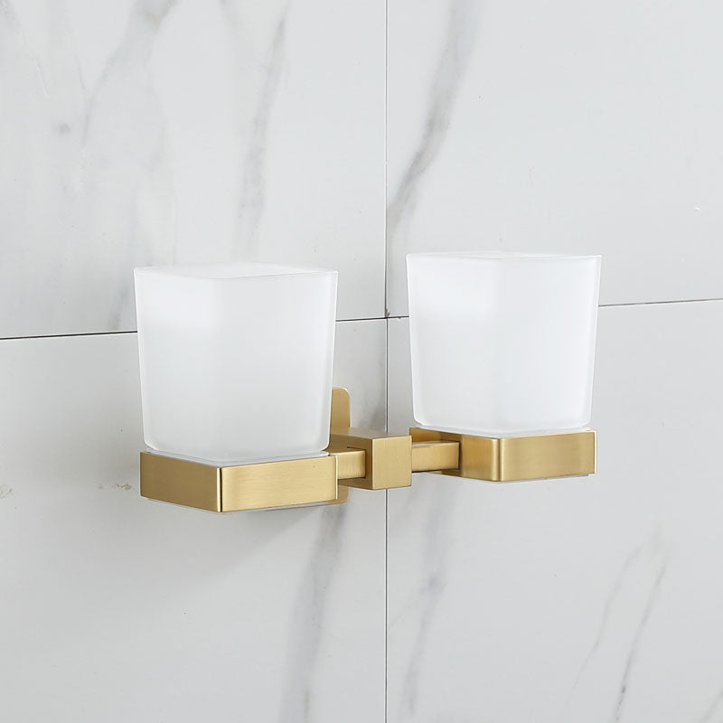 brushed gold bathroom water glass holder