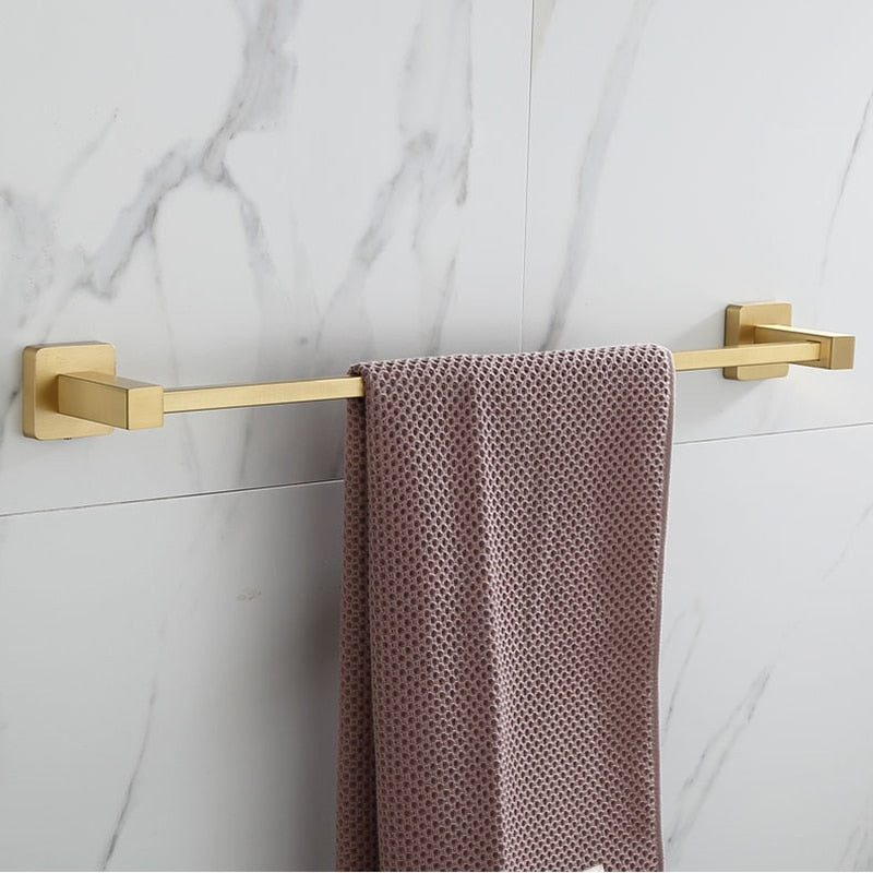 brushed gold towel bar