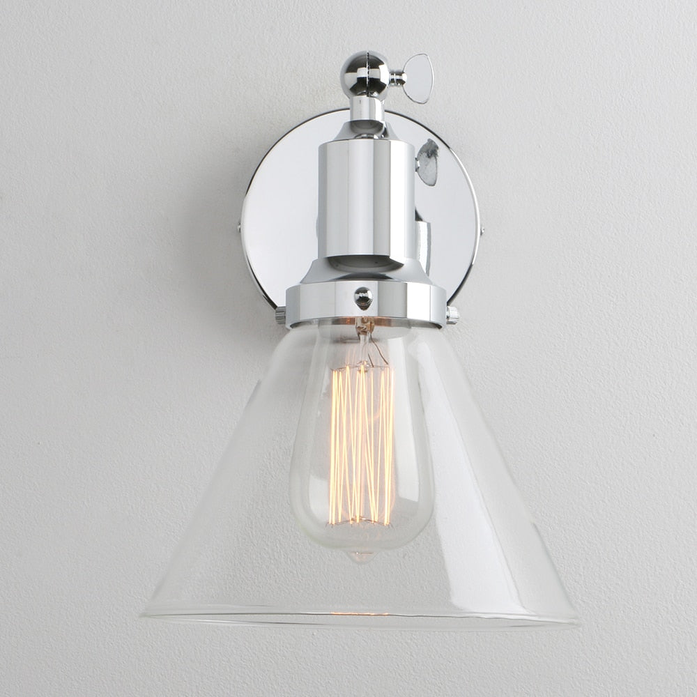 Retro Clear Glass Vintage Style Wall Sconce