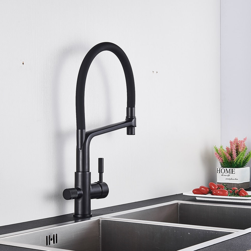 Kitchen Faucet with built in water filter in Black