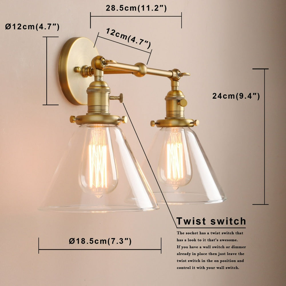 Norbell two bulb wall sconce dimensions
