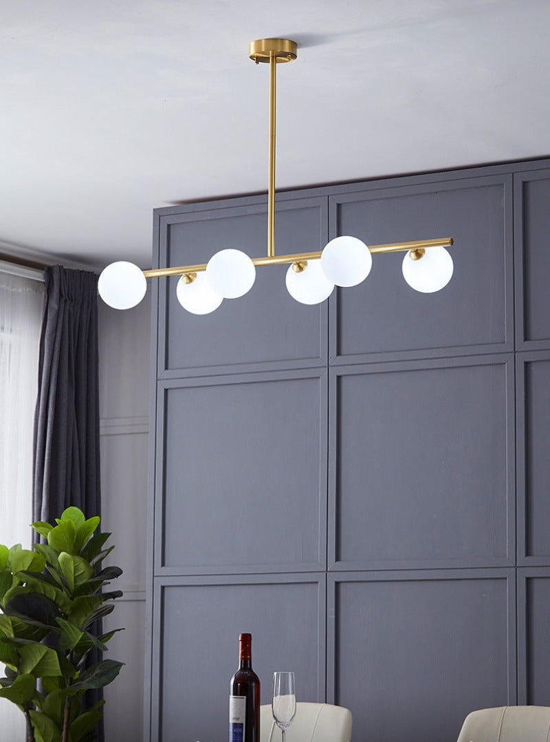 Six bulb modern horizontal chandelier
