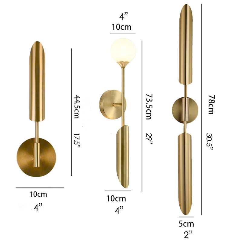 Dimensions of Modern organic Wall sconce in three options