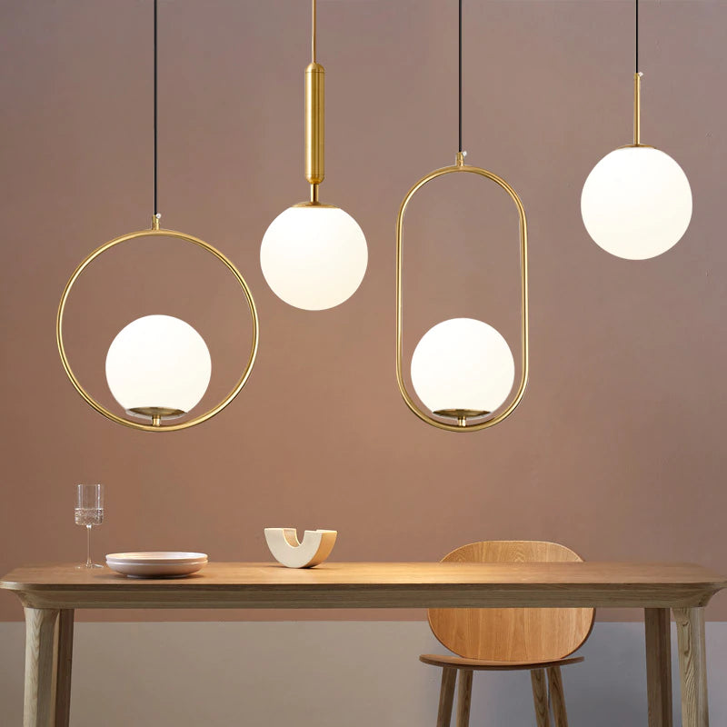 polished gold frosted glass pendant lights