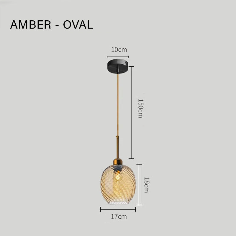 Pendant Light with Amber Glass Globe