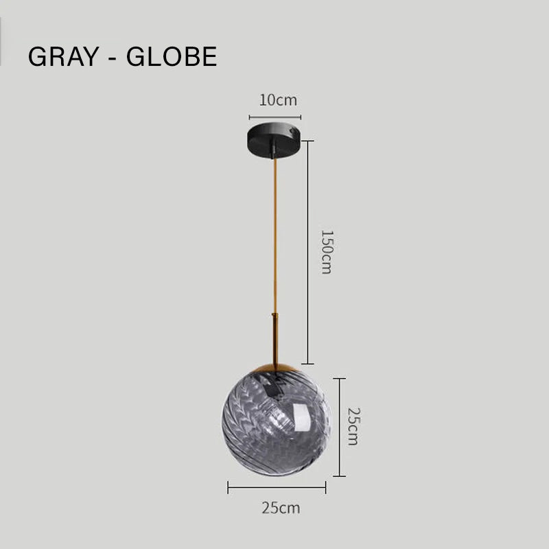 Pendant Light with Gray Glass Globe