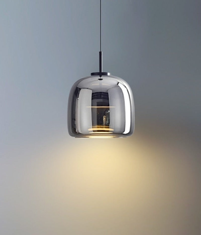 Modern pendant light with reflective gray shade