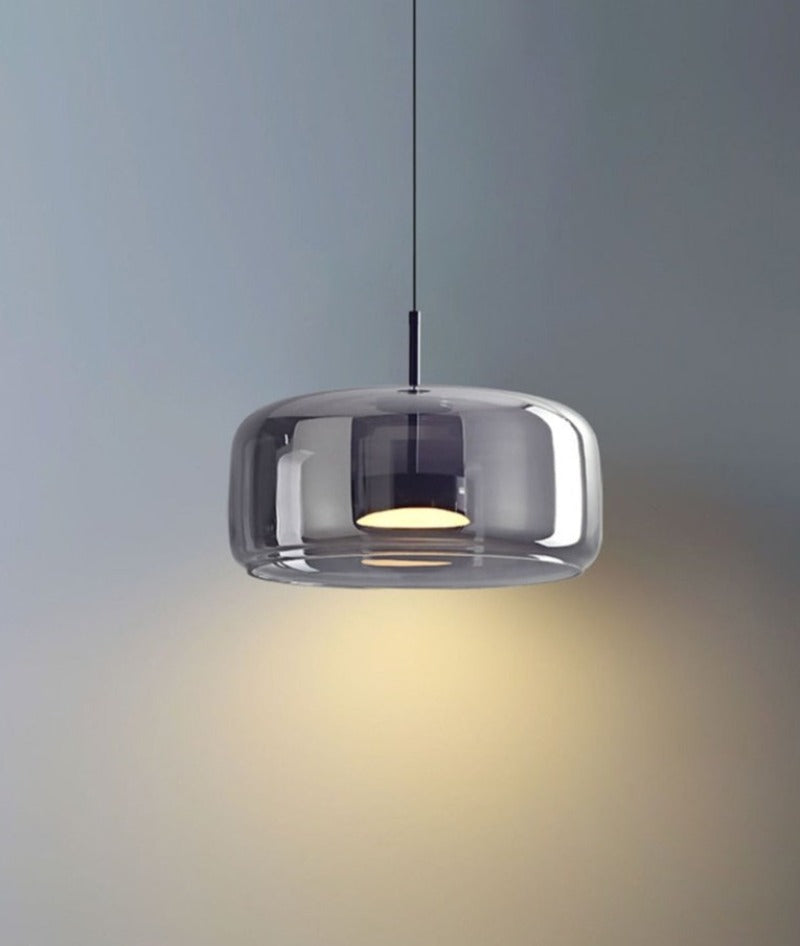 Modern pendant lamp with reflective gray shade in large