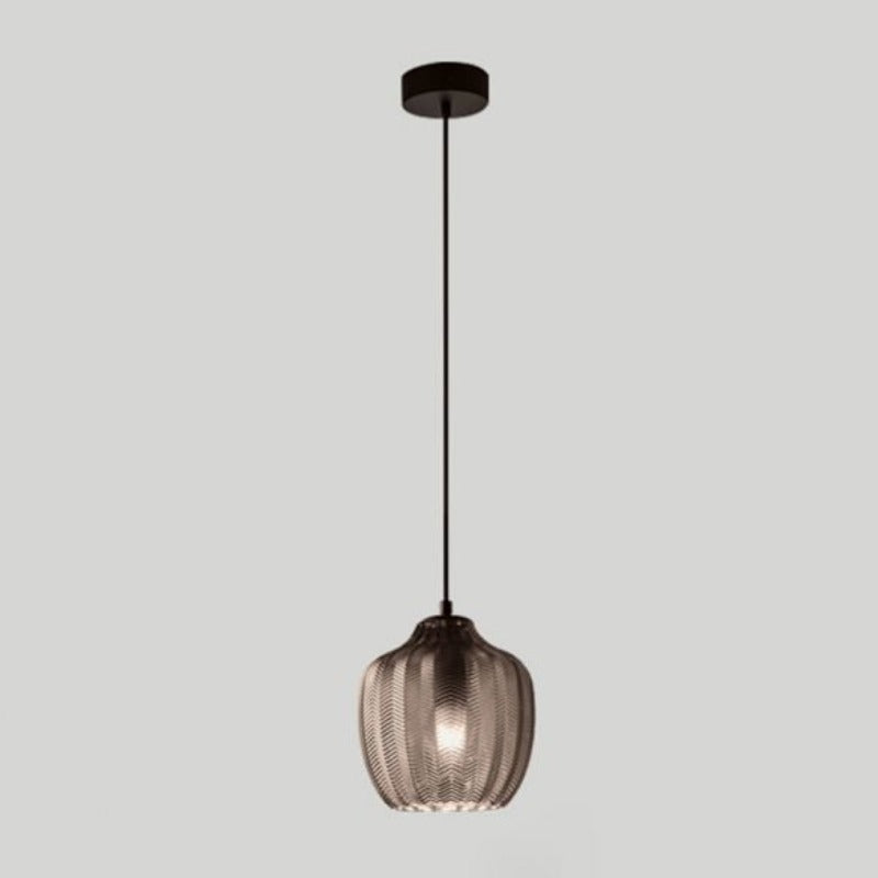 Chevron Patterned Textured Glass Pendant Lights smoky gray