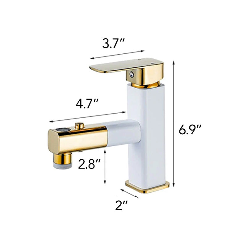 Dimensions of Bathroom Faucet with pull out sprayer and water fountain feature 