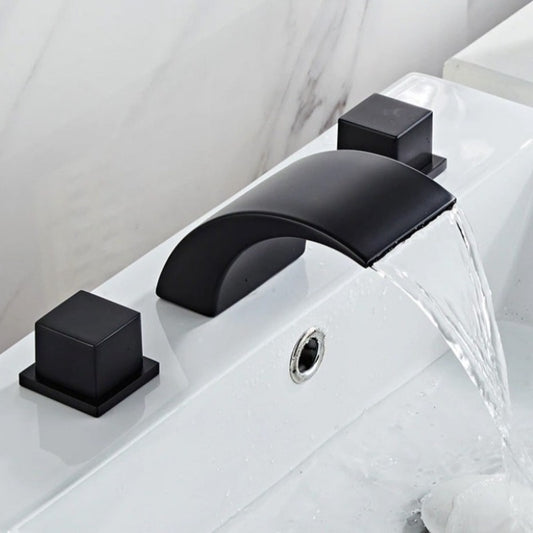 Black Bathroom Faucet with Square Handles