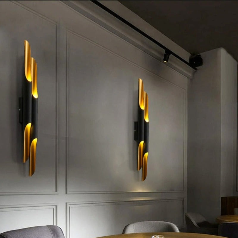 Double black and gold wall sconce