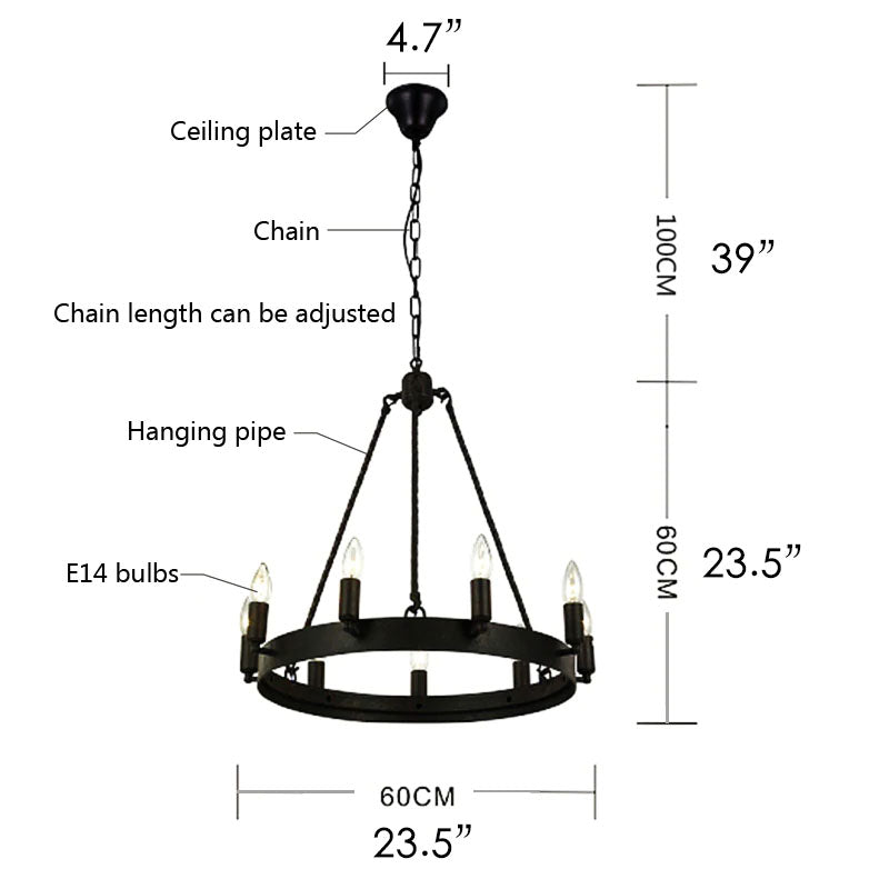 Rustic Farmhouse Ring Chandelier dimensions image