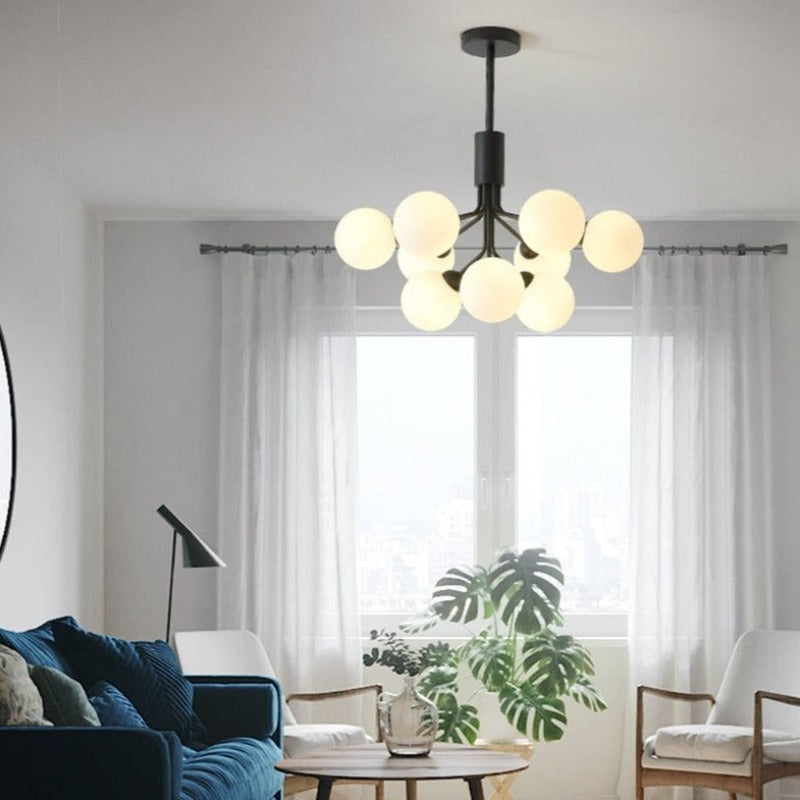 modern ninie bulb matte black chandelier for living room