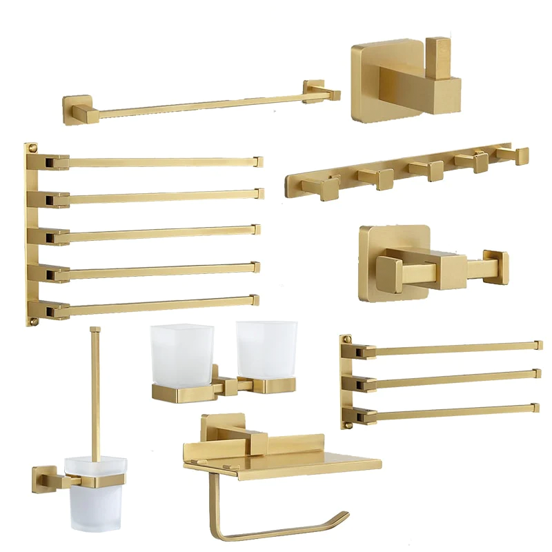 Brushed Gold Bathroom towel bar set