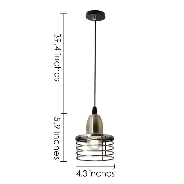 Dimensions of Caged Industrial style Cafe Pendant Light