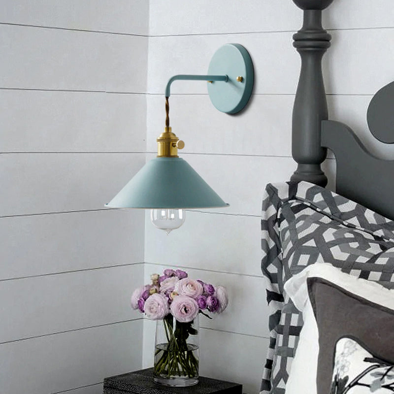 Farmhouse Vintage style wall sconce in light blue