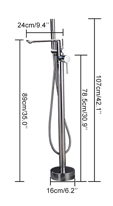 Floor Mounted Tub Filler dimensions