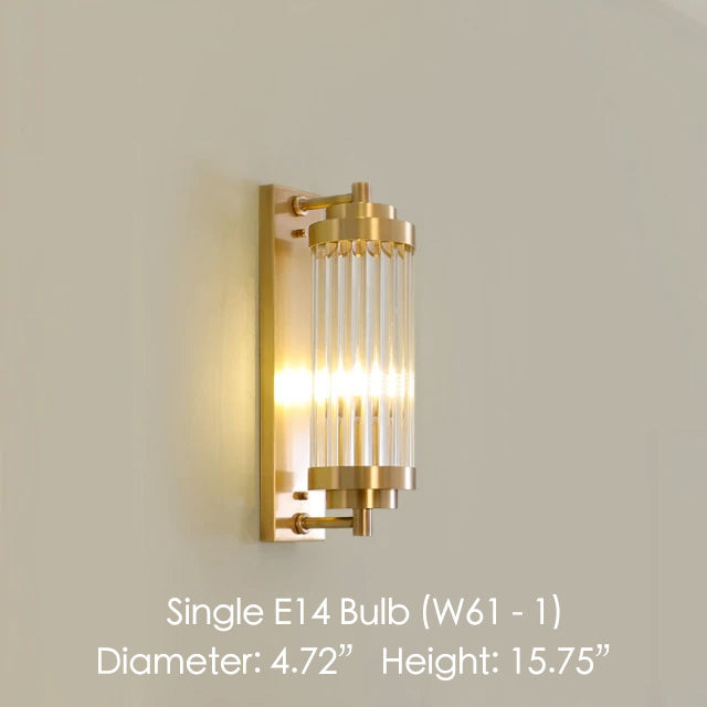 Fluted Wall Sconce, Gold and glass, Shown on