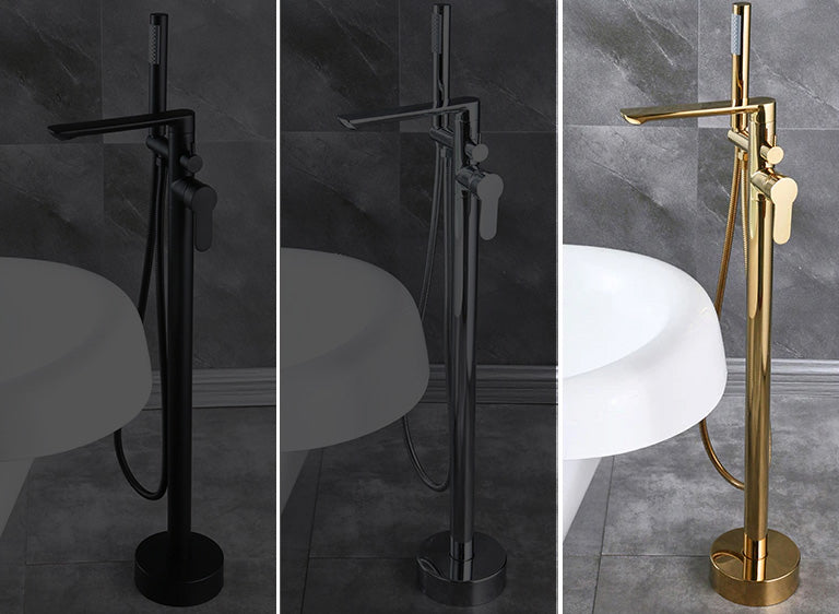 Freestanding Floor Mounted Bathtub Faucet with Handheld Shower Wand