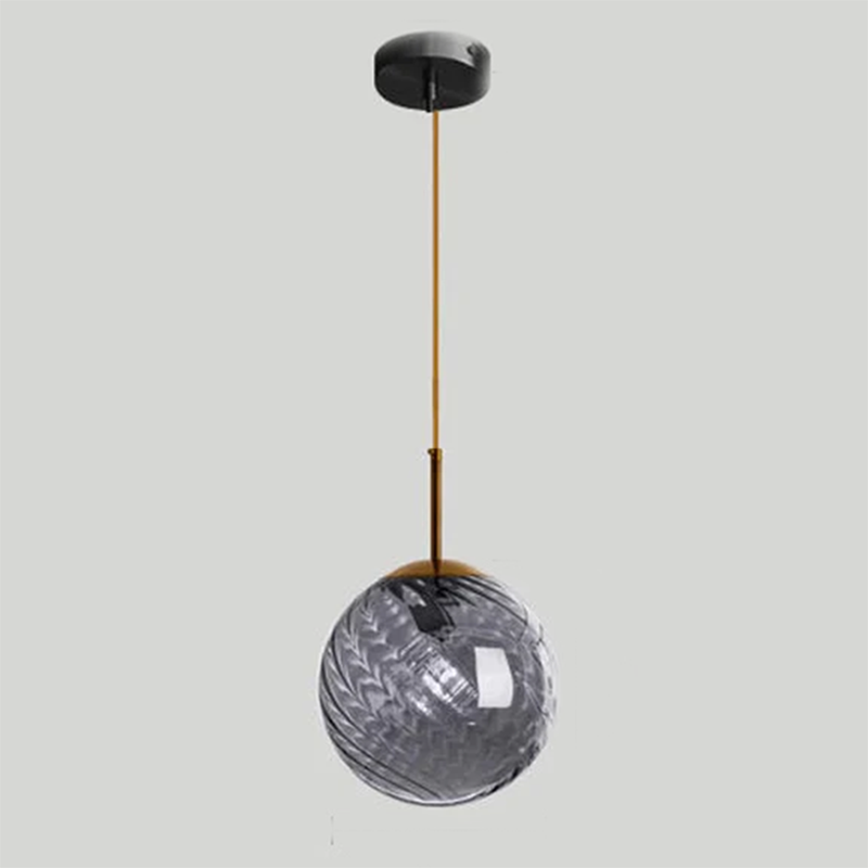 Pendant Light with Gray Glass Globe