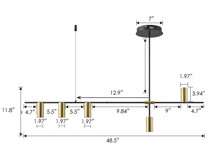 Modern Loft Lighting, LED 5-Bulb Hanging Lamp