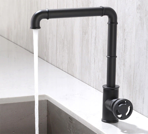 Industrial kitchen faucet, matte black, single hole, single handle