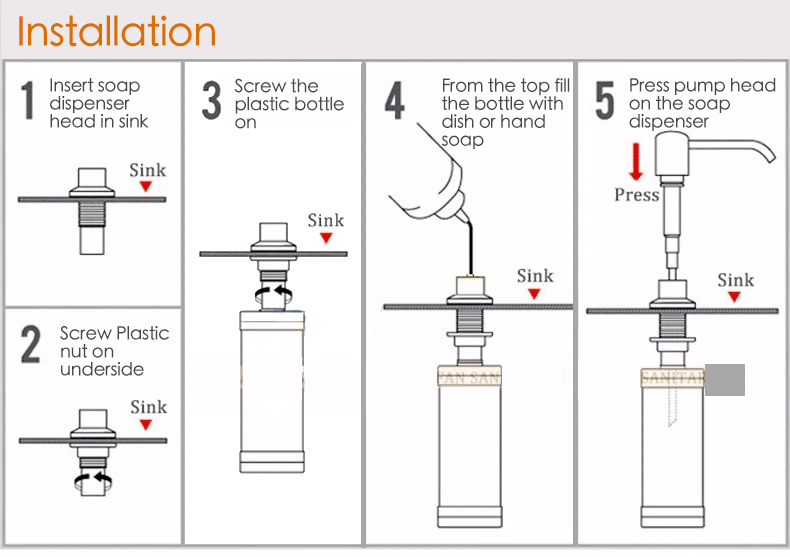 Kitchen Sink Mounted Liquid Soap Dispensers