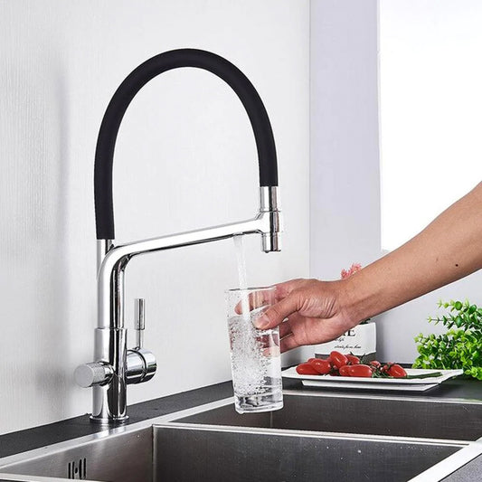 Kitchen Faucet with built in water filter in Chrome and Black