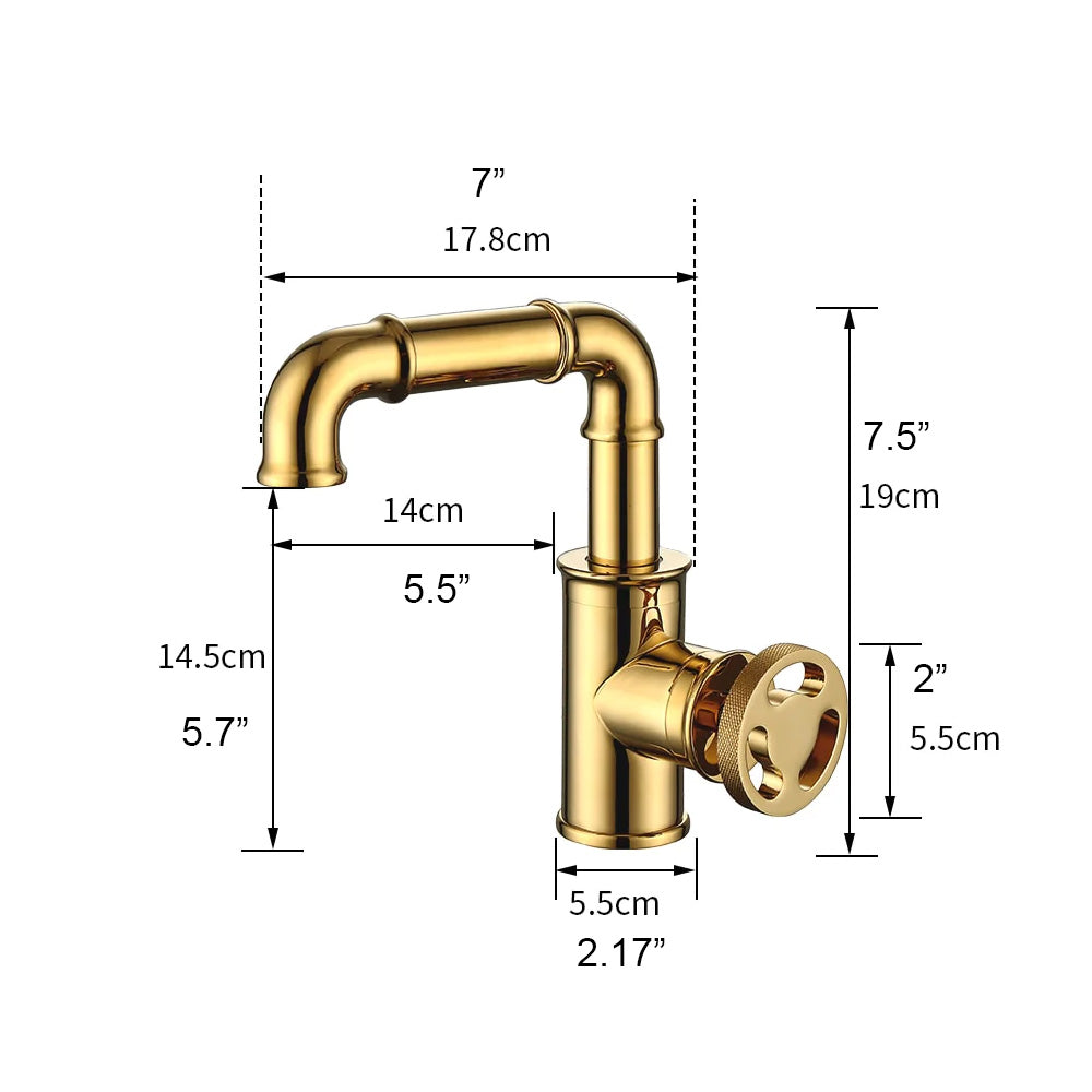 Modern industrial bathroom faucet dimensions