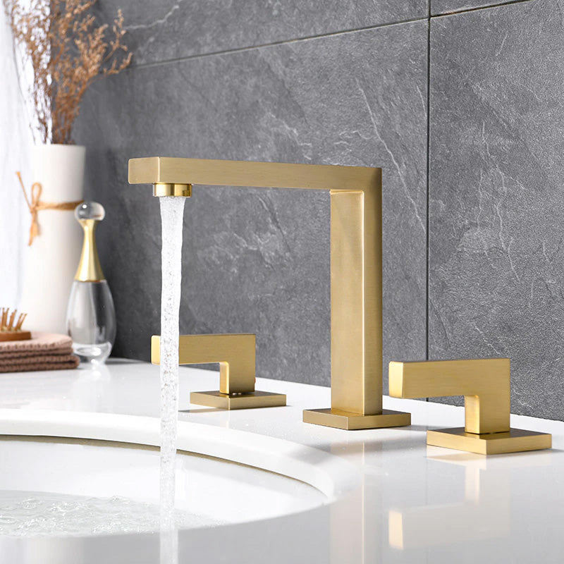 Modern Square bathroom faucet in brushed gold finish