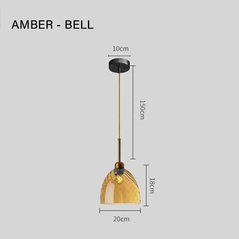 Pendant Light with Amber Glass Globe