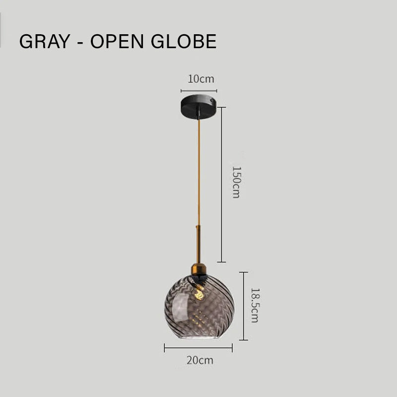 Pendant Light with Gray Glass Globe