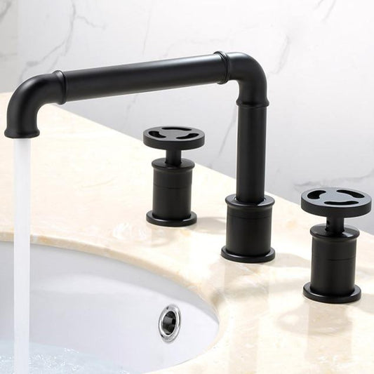 black industrial 8 inch widespread three hole faucet