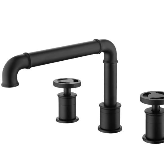 Industrial Bathroom Sink Faucets in Black or Polished Brass