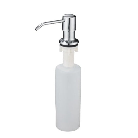 Kitchen sink mounted liquid soap dispenser in chrome