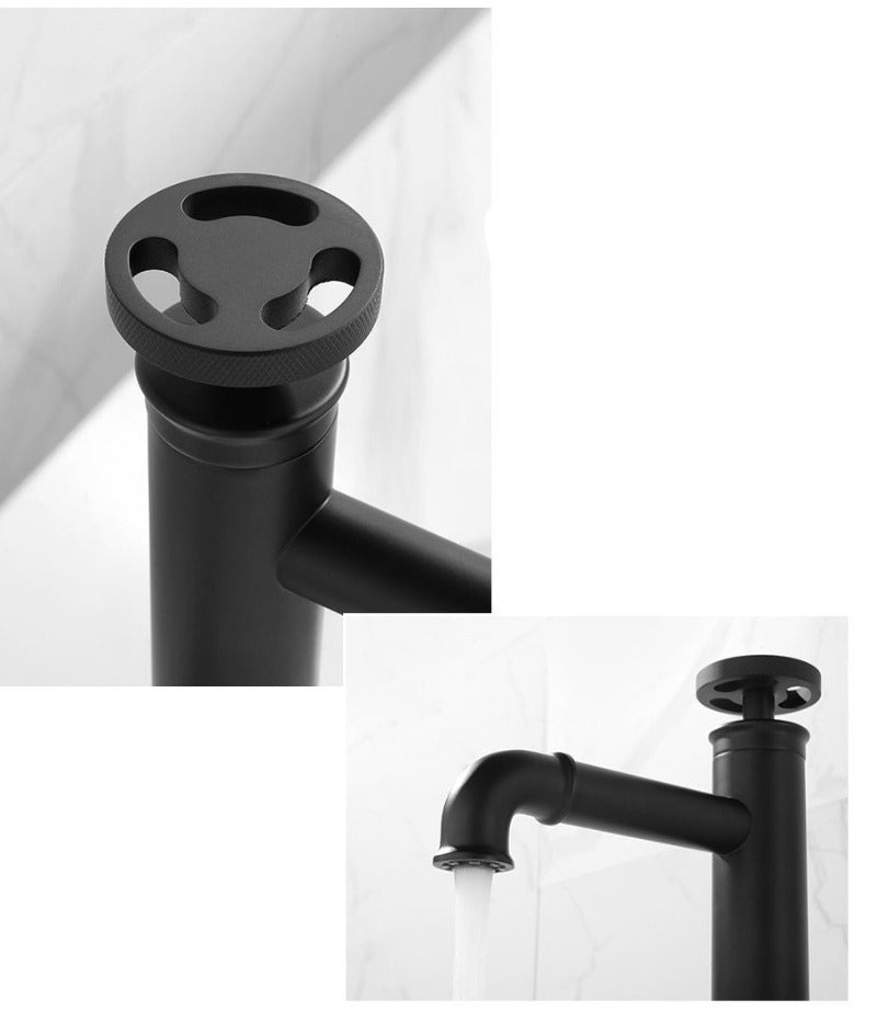 Detailed images of industrial bathroom faucet