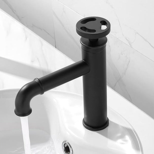 Black industrial bathroom sink faucet single hole, single handle  