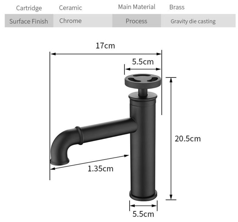 dimensions of industrial bathroom sink faucet, single hole, single handle