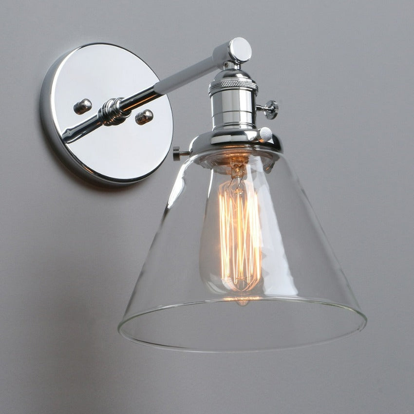 Retro Cone Wall Sconce with Glass Shade