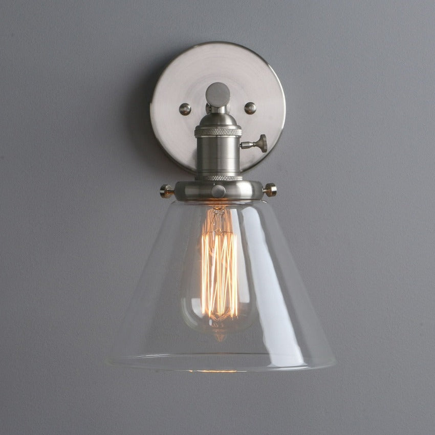 Retro Cone Wall Sconce with Glass Shade