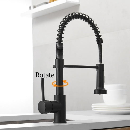 commercial kitchen style open faucet single hole mount in black