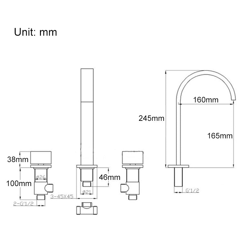 dimensions of contemporary widespread gooseneck faucet