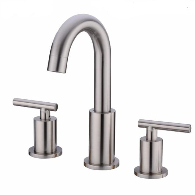 contemporary bathroom faucet brushed nickel three hole