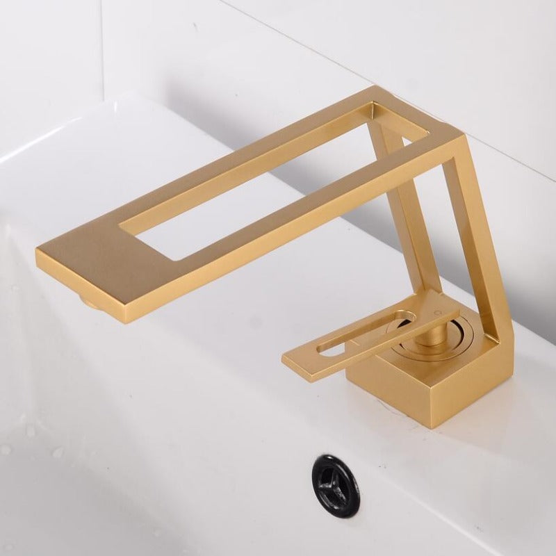hollow framed bathroom faucet in gold Finish